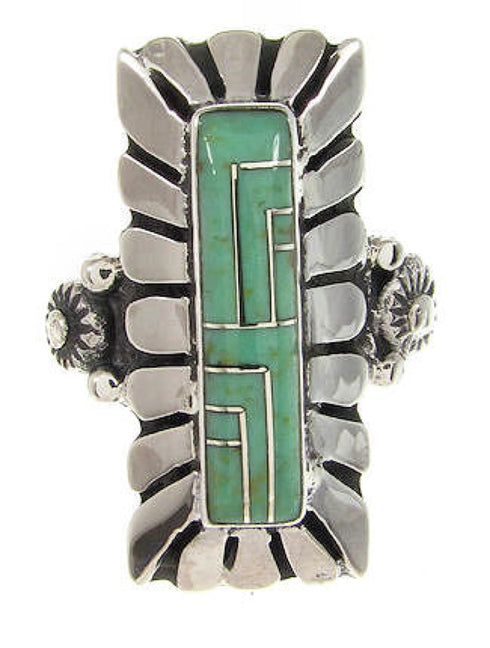 Genuine Sterling Silver Turquoise Inlay Ring Size 5-1/4 OS59459